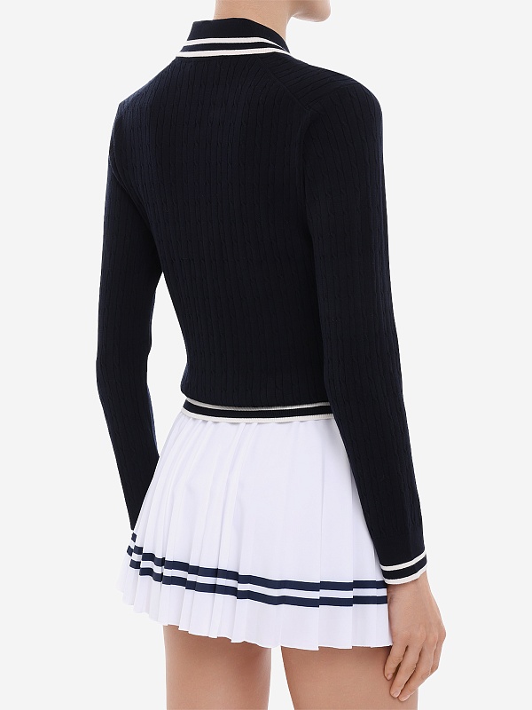 Поло с длинным рукавом жен Sporty & Rich ST03761302BL124 Dark Navy/Ecru - 4