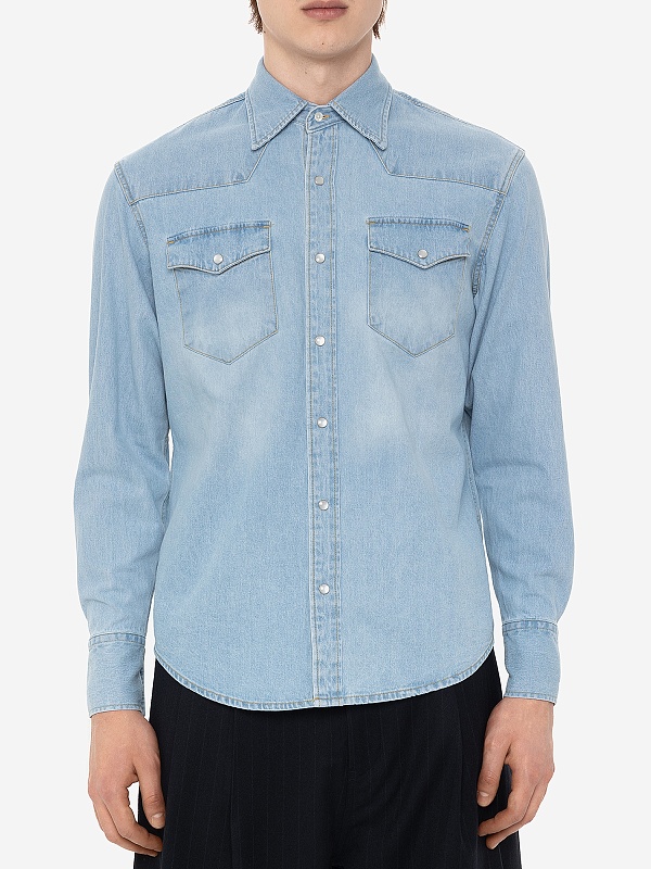 Рубашка муж Tonywack BD34SH07 WASHED LIGHT BLUE - 3