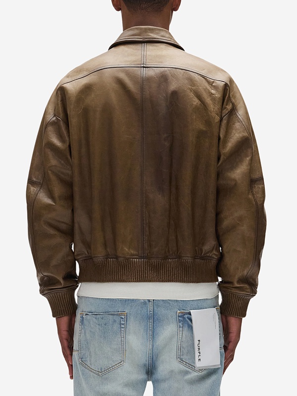 Куртка кожаная муж PURPLE M9607-LCDS126 BROWN - 3