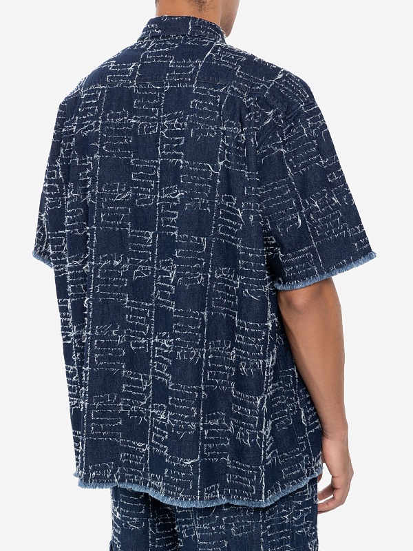 Рубашка муж Etudes Studio ILLUSION SS JACQUARD DENIM Blue - 4