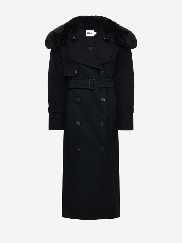 Плащ жен Self-Portrait AW25-036CT-B BLACK - 6