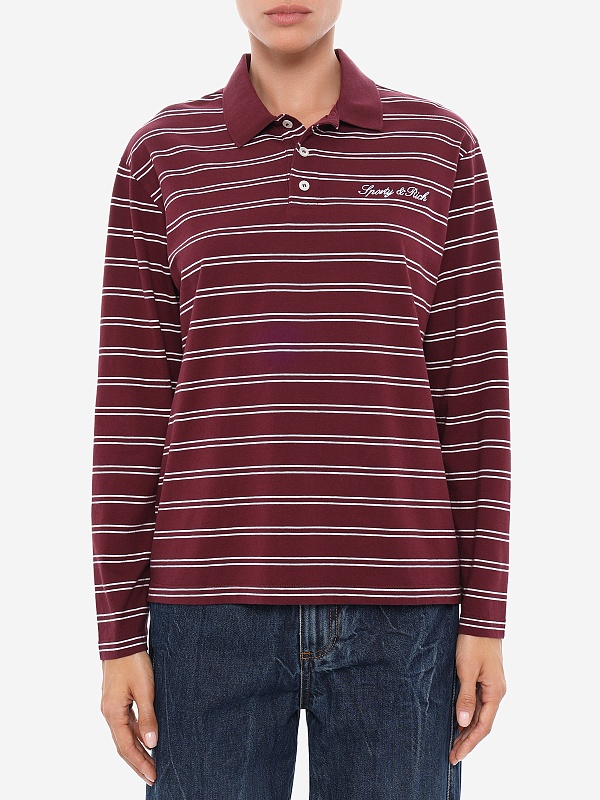 Поло с длинным рукавом жен Sporty & Rich TO12575326RE45 Bordeaux/White White - 3