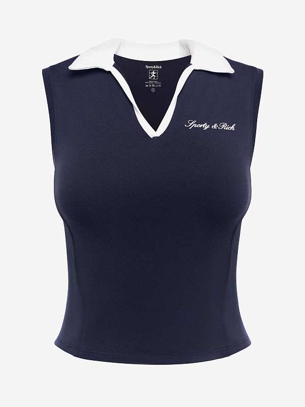 Топ (спортивный) жен Sporty & Rich TO02475326BL107 Dark Navy/White White - 0
