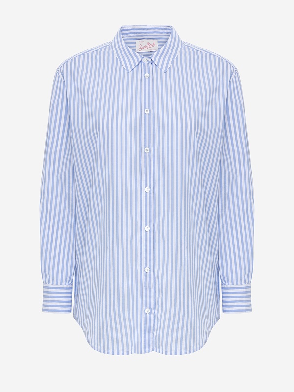 Рубашка жен MC2 Saint Barth BRIG001 03864H POPELINE SB BEACH STRIPES V 31 EMB - 5