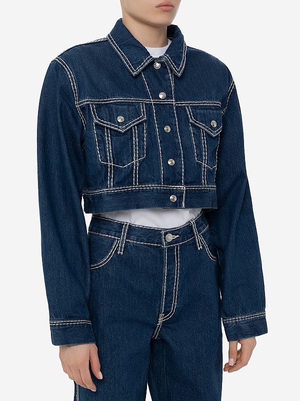 Куртка джинсовая жен Re/Done 148-06WCRPTRU/A CHUNKY STITCH INDIGO - 3