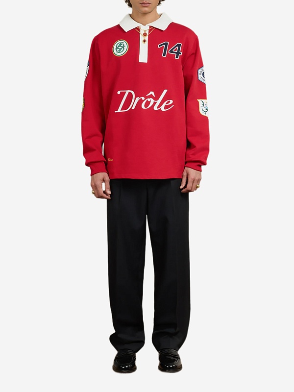 Поло с длинным рукавом муж Drôle de Monsieur I-PL158-CO127-RD RED - 2