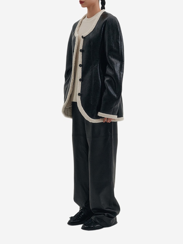 Куртка кожаная жен EENK EEB-1P453-MT01-BK Black - 1