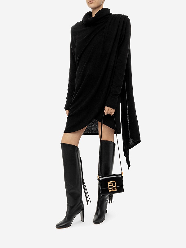 Сапоги (каблук) жен MAISON SKORPIOS Q1W8012-0056 Black - Black calf Tail - 6