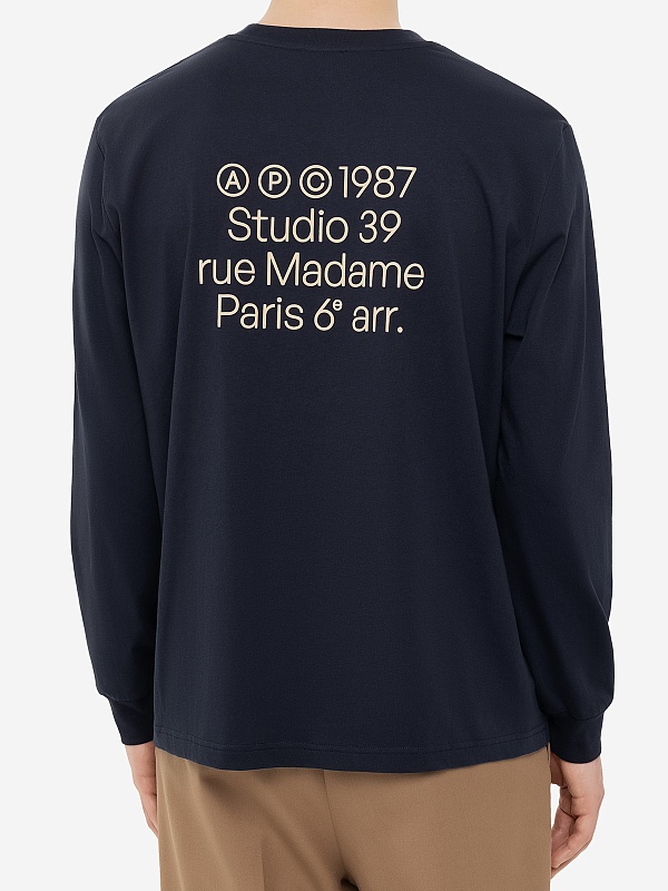 Футболка с длинным рукавом муж A.P.C. COHBM-M26438 IAK DARK NAVY - 4