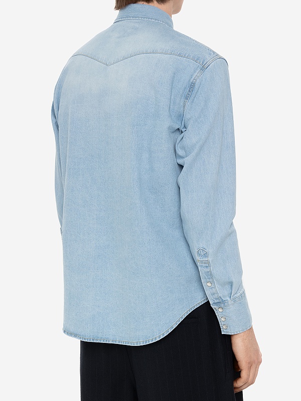 Рубашка муж Tonywack BD34SH07 WASHED LIGHT BLUE - 4