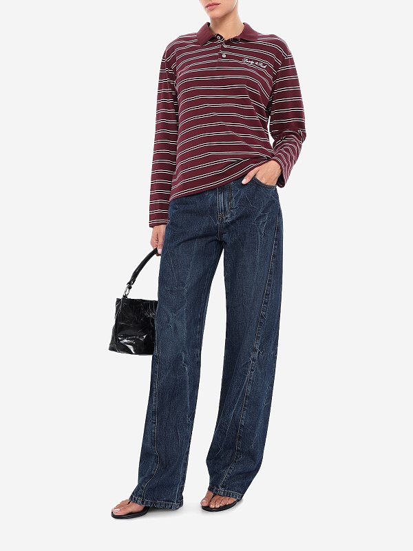 Поло с длинным рукавом жен Sporty & Rich TO12575326RE45 Bordeaux/White White - 1