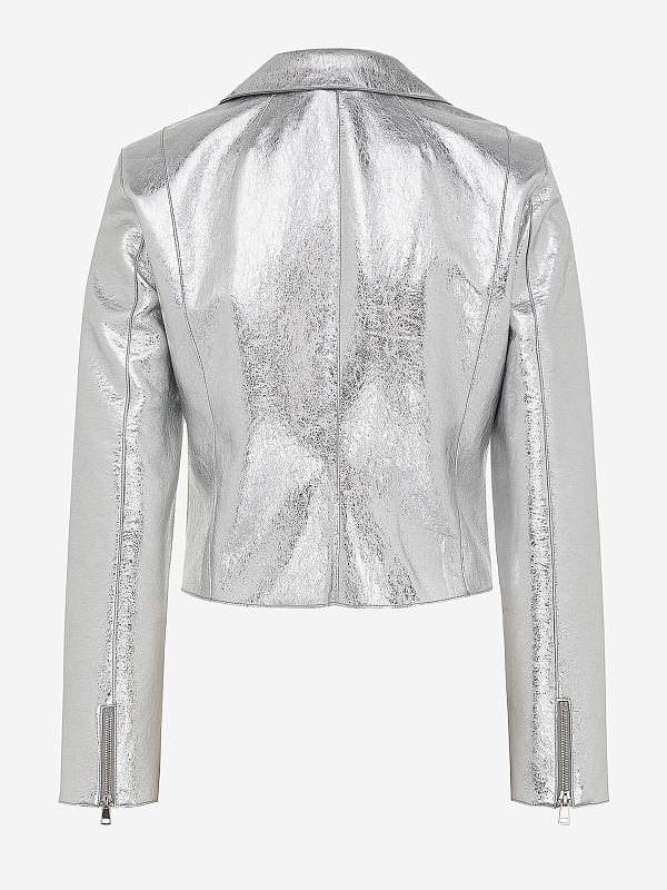 Куртка кожаная жен P.A.R.O.S.H. D431602 057 ARGENTO - 1