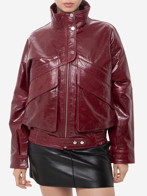 Куртка кожаная жен Burka an-2427 Малиновый - 2
