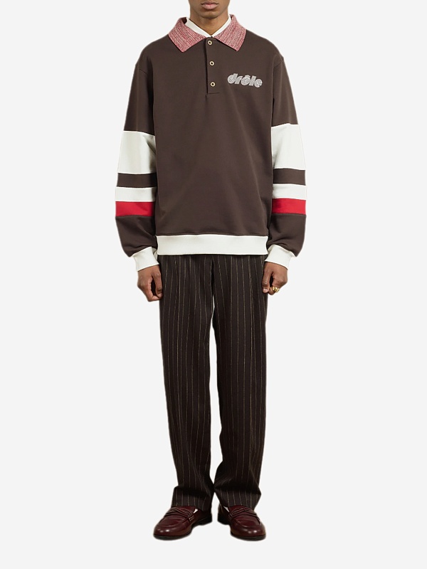 Поло с длинным рукавом муж Drôle de Monsieur I-PL157-CO127-DBN DARK BROWN - 1