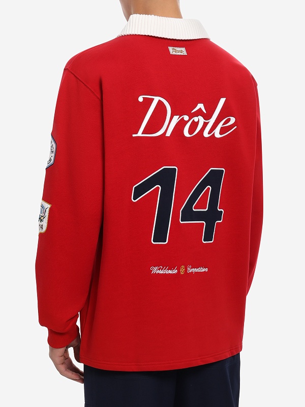 Поло с длинным рукавом муж Drôle de Monsieur I-PL158-CO127-RD RED - 3