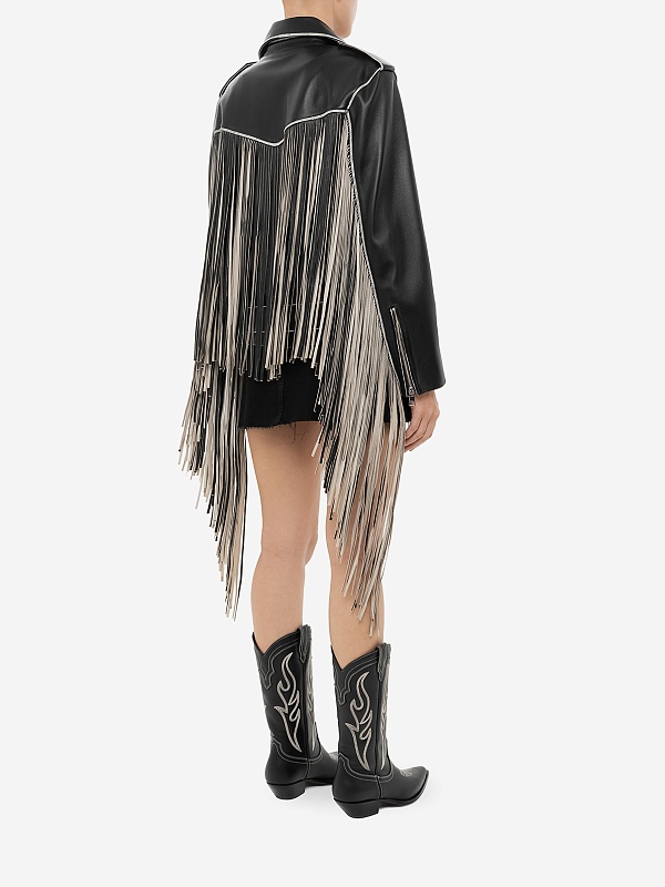 Куртка кожаная жен Burka gr-45 Черно-белый - 4