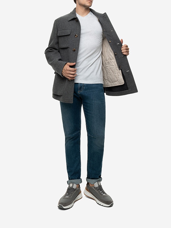 Полупальто муж Brunello Cucinelli MY4286857 GRIGIO - 1