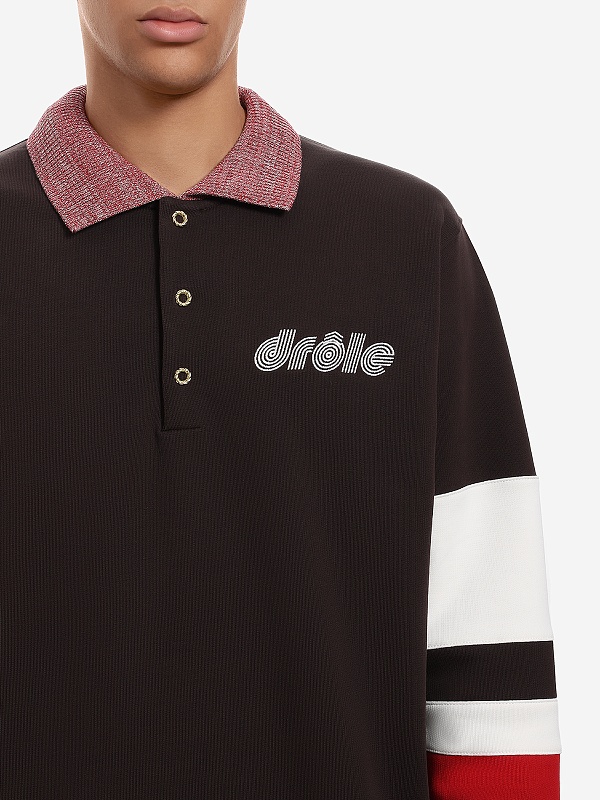 Поло с длинным рукавом муж Drôle de Monsieur I-PL157-CO127-DBN DARK BROWN - 4