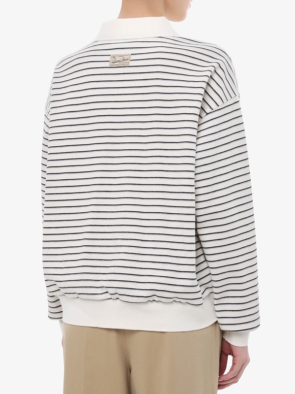 Поло с длинным рукавом жен DUNST UDTS6A120IV IVORY STRIPE - 5