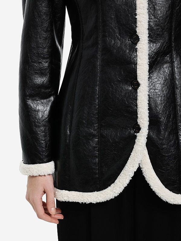 Куртка кожаная жен EENK EEB-1P453-MT01-BK Black - 4