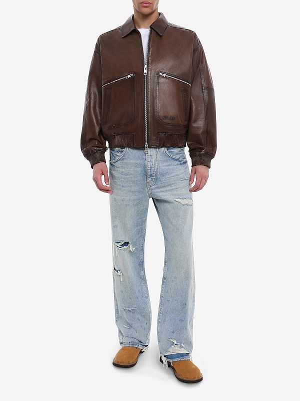 Куртка кожаная муж PURPLE M9607-LCDS126 BROWN - 1