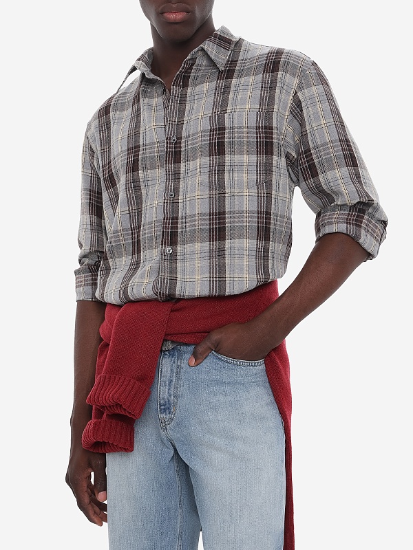 Рубашка муж Tonywack BF12SH901 GREY/BROWN - 3