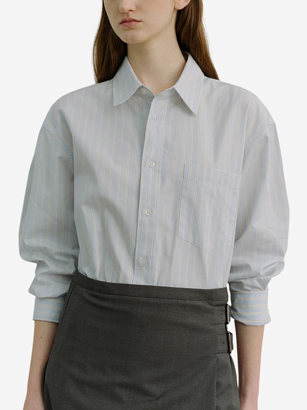 Рубашка жен DUNST UDSH6A104B1 MISTY BLUE STRIPE - 3