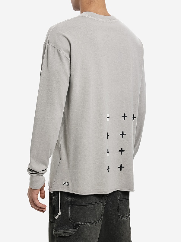 Футболка с длинным рукавом муж Ksubi MFA25TE001 WASHED GREY - 3