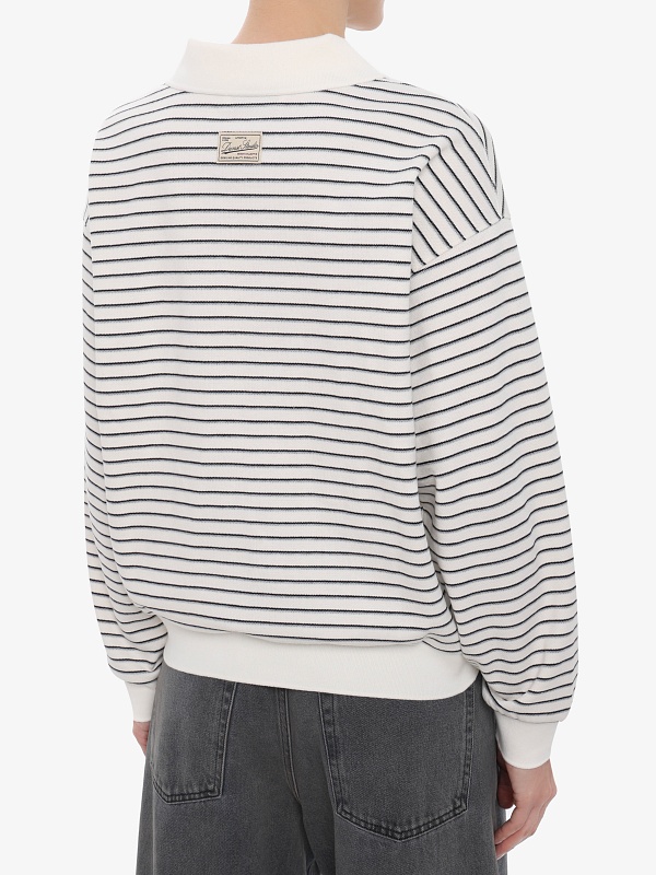 Поло с длинным рукавом жен DUNST UDTS6A120IV IVORY STRIPE - 4