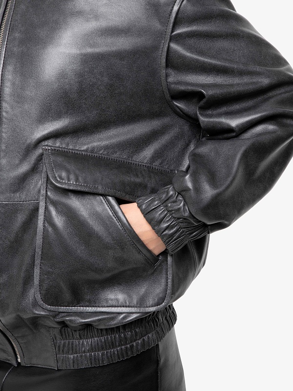 Куртка кожаная жен Burka an-2431 Графит - 4