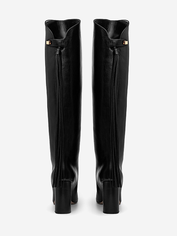 Сапоги (каблук) жен MAISON SKORPIOS Q1W8012-0056 Black - Black calf Tail - 4