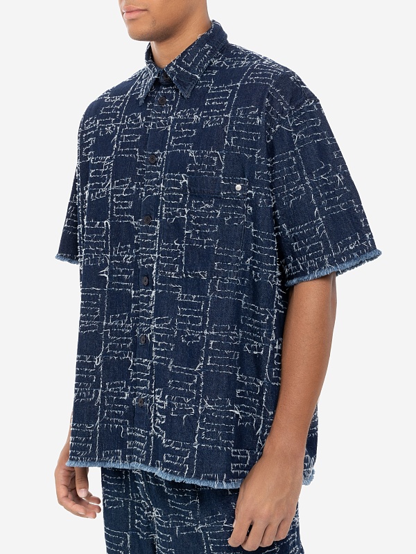Рубашка муж Etudes Studio ILLUSION SS JACQUARD DENIM Blue - 3