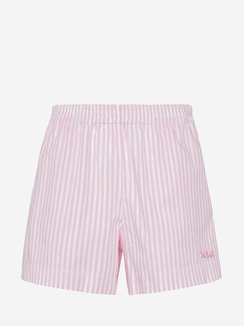 Шорты жен MC2 Saint Barth MEA002 03863H POPELINE SB BEACH STRIPES V 21 EMB - 0