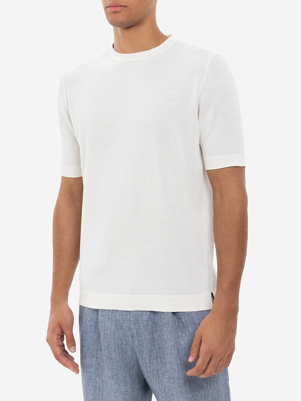 Джемпер с коротким рукавом муж Filippo De Laurentiis TS0MC CR14R 020 cream - 2