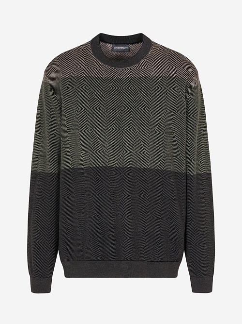 Свитер муж Emporio Armani EM002432 AF18118 F7046 GREEN RHOMBUS GRADATION - 0