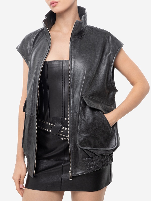 Куртка кожаная жен Burka an-2431 Графит - 6