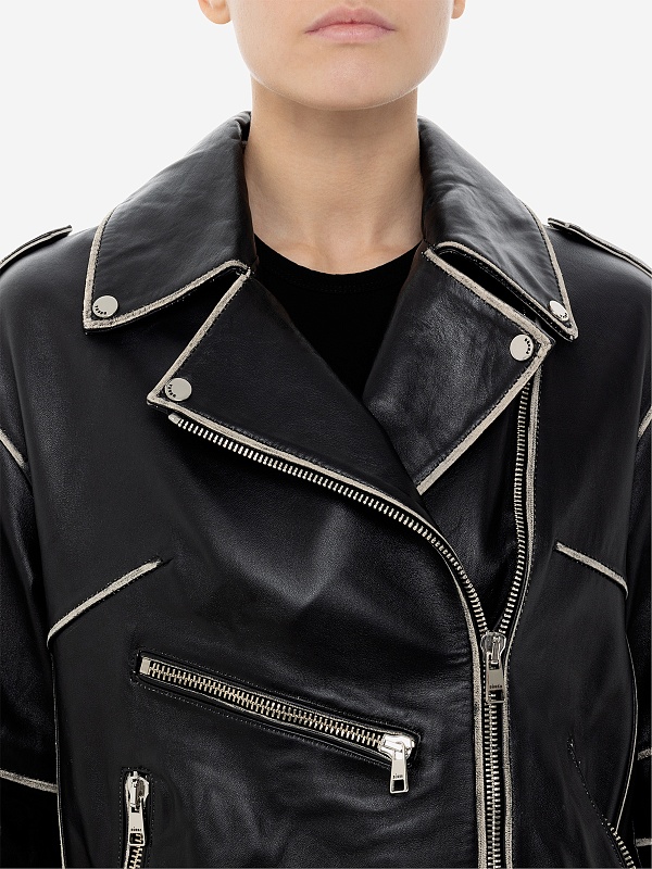 Куртка кожаная жен Burka dz-137 Черный - 4