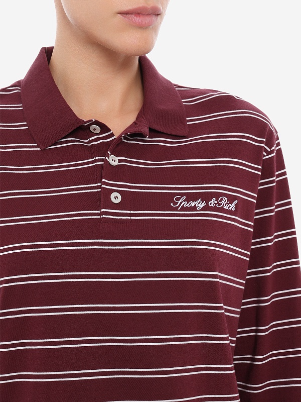 Поло с длинным рукавом жен Sporty & Rich TO12575326RE45 Bordeaux/White White - 5