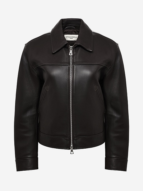 Куртка кожаная жен Officine Generale W25WLTR552 DARK BROWN - 0