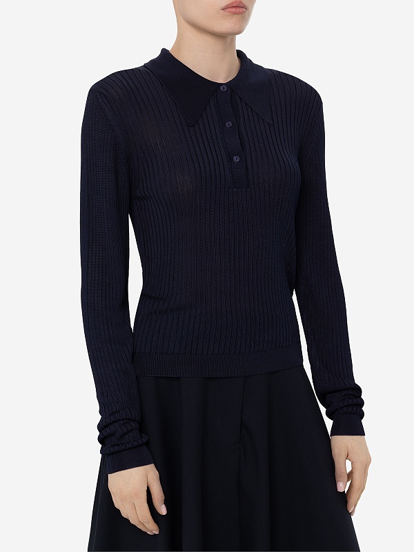 Поло с длинным рукавом жен Officine Generale W24WKNT321 DARK NAVY - 3