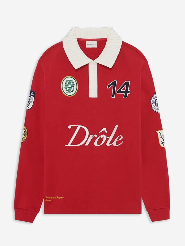 Поло с длинным рукавом муж Drôle de Monsieur I-PL158-CO127-RD RED - 5