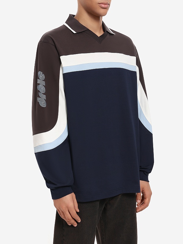 Поло с длинным рукавом муж Drôle de Monsieur I-PL159-CO195-NY NAVY - 2