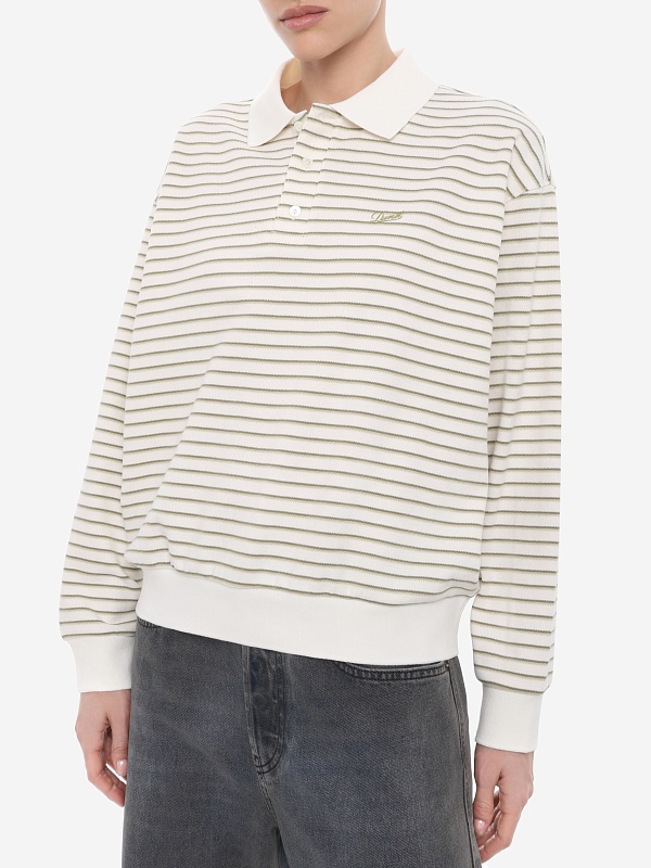 Поло с длинным рукавом жен DUNST UDTS6A120K1 OLIVE STRIPE - 3