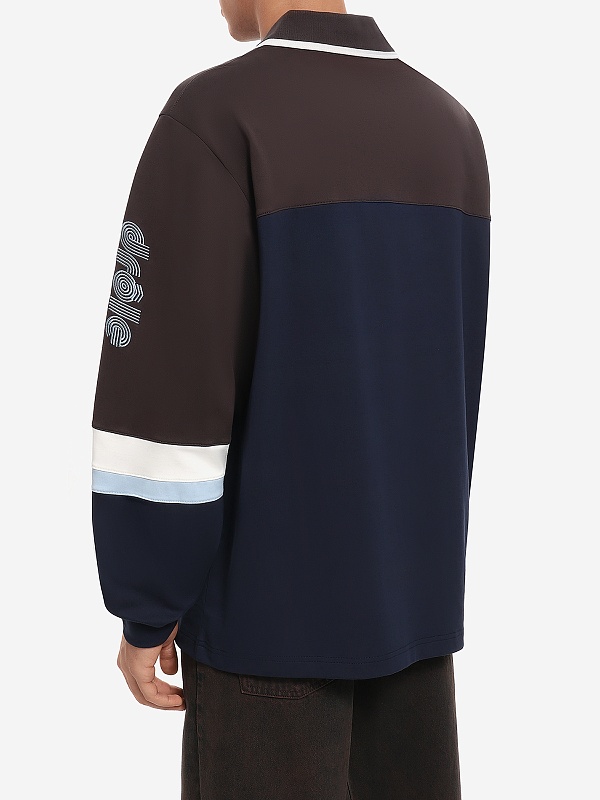 Поло с длинным рукавом муж Drôle de Monsieur I-PL159-CO195-NY NAVY - 3