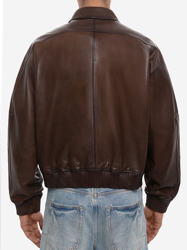 Куртка кожаная муж PURPLE M9607-LCDS126 BROWN - 4