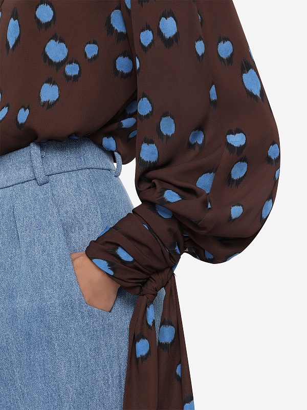 Блуза жен Rowen Rose TOP_RR496_v2 Brown & Blue Print - 5