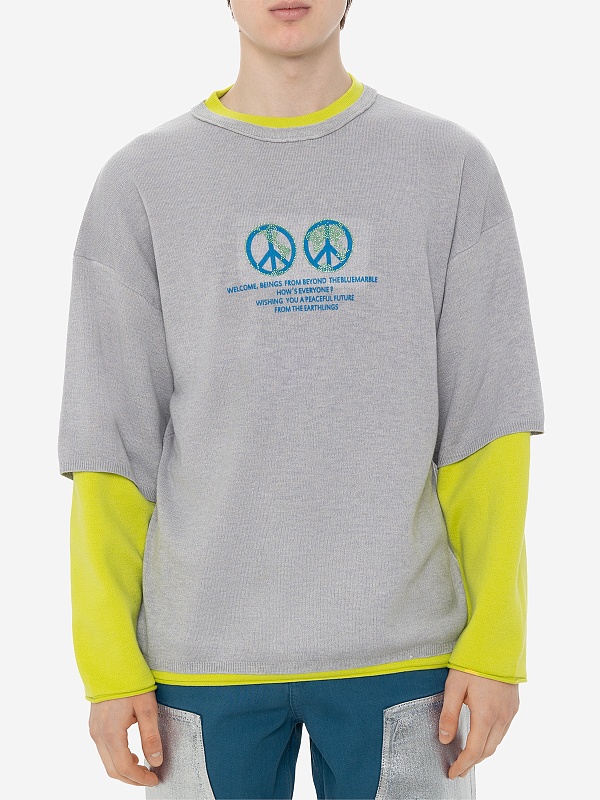 Свитер муж Bluemarble SW38 KN25B24 GRE Heather grey/Acid green - 3