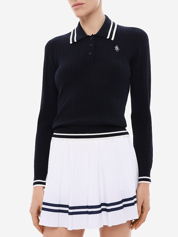 Поло с длинным рукавом жен Sporty & Rich ST03761302BL124 Dark Navy/Ecru - 3