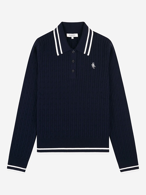 Поло с длинным рукавом жен Sporty & Rich ST03761302BL124 Dark Navy/Ecru - 0