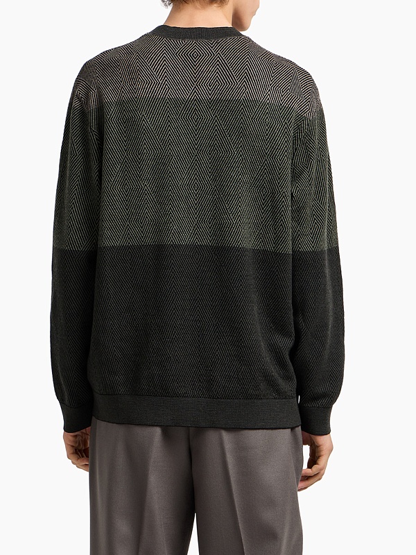 Свитер муж Emporio Armani EM002432 AF18118 F7046 GREEN RHOMBUS GRADATION - 2